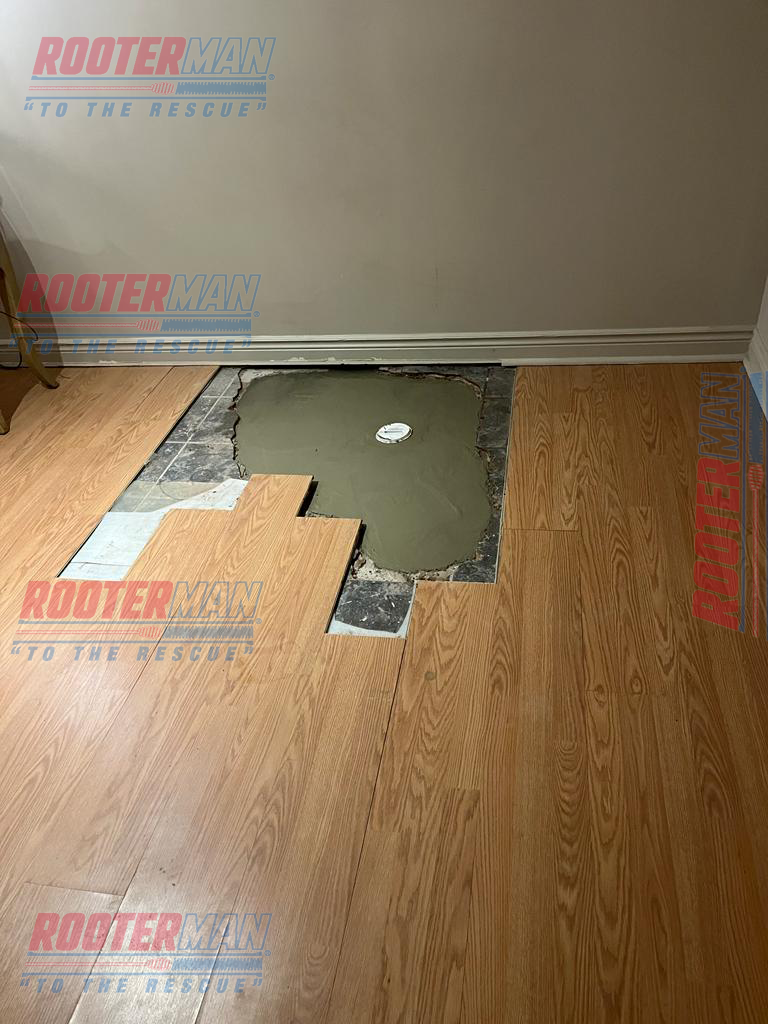 Blocked drain repaired in basement.